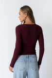 Mia Button Up Top in Burgundy