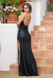 Eclipse Gown Black V Neck Sequin Dress