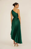 Panama Maxi Dress Kelly Green Pleated Dress With Side Cut Out