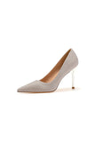 Wedding Shoes Microfiber Leather Close Toe Stiletto Heel With Sequins