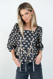 Jerzey Floral Peplum Blouse in Black FINAL SALE