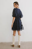 Tiana Embroidered Mini Dress in Navy FINAL SALE