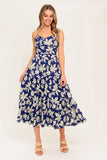 PETALS IN THE WIND MIDI DRESS NAVY FINAL SALE