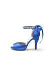 Peep Toe Stiletto Heels with Ankle Rhinestone Strap