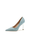 Wedding Shoes Microfiber Leather Close Toe Stiletto Heel With Sequins