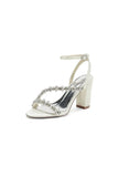 Rhinestone Beaded Ankle Straps Chunky Wedding Shoes