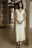 Hailey Lace Trim Maxi Dress in Yellow