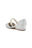 Sweet Round Toe Retro Pearl Strap Low Heels