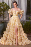 A1430 STRAPLESS FLORAL PRINTED BALL GOWN Andrea Leo