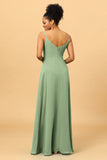 A Line Spaghetti Straps Floor Length Chiffon Bridesmaid Dress