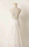 A Line Tulle Lace V Neck Wedding Dress With Sweep Train