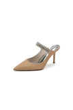 Glitter Pointed Toe Rhinestone Strappy Slip on Stiletto Heels