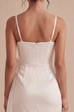 White Spaghetti Straps Bodycon Mini Dress with Giant Bow