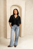 Faye Embroidered Blouse in Black FINAL SALE