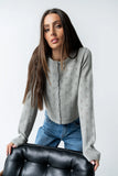 Kandy Scalloped Sweater in Grey