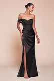 AUDRA GOWN ONE SHOULDER LUXE SATIN CORSET DRESS
