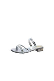Black Strappy Rhinestones Low Block Heel Sandal