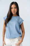 Maisey Embroidered Top in Blue