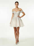 Lace White Appliques A Line Short Wedding Dress