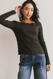 Gemma Sheer Ribbed Top in Black FINAL SALE