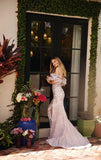 40033 Ava Presley Off the Shoulder Fitted Brocade Dress