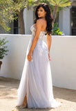 SOLAINE GOWN HAZE BLUE STRAPLESS BUSTIER CORSET A LINE DRESS