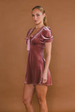 Roxanna Velvet Mini Dress in Mauve FINAL SALE
