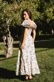 Robbie Floral Midi Dress in Beige