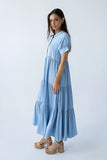 Amanda Tiered Dress in Slate Blue