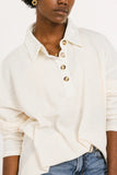 Isabelle Waffle Knit Henley Top in Cream FINAL SALE