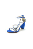 Faux Silk Strappy Chunky Heel Prom Shoes