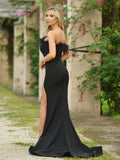 Sochi Gown Black Feather Trim Evening Dress