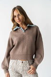 Melissa Contrast Sweater in Mocha FINAL SALE