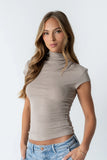 Kara Mock Neck Top in Taupe