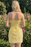 Halter Light Yellow Bodycon Corset Sequin Homecoming Dress
