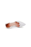 White Lace Embellished Stiletto Pointed Toe Sandals