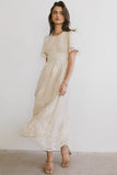 Alora Embroidered Dress in Champagne FINAL SALE