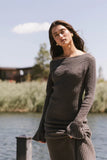Grove Ribbed Maxi Dress in Charcoal FINAL SALE