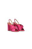Satin Peep Toe Chunky Heel Outdoor Shoes With Bow Knot