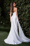 Vaughn Gown Off White V NOTCH STRAPLESS SATIN DRESS