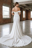 White Pearls Off the Shoulder Mermaid Long Wedding Dress