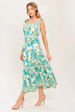 SEASIDE ESCAPES FLORAL MIDI DRESS GREEN