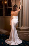 DEANNA GOWN OFF WHITE ASYMMETRICAL STRAPLESS SATIN GOWN