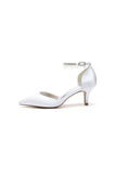 Pointed Toe Pearl Strap Kitten Heels