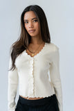 Suzy Scalloped Sweater in Ivory