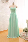 A Line Sleeveless Floor length Chiffon Bridesmaid Dress with Criss Cross