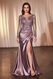 Sandra Gown Lace Long Sleeve Satin Formal Dress