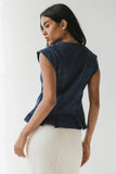 Cassie Pleated Blouse in Medium Wash