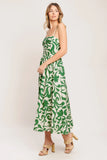 ART NOUVEAU FLORAL GREEN MIDI DRESS