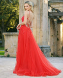 Alisha Gown Red Tulle A line Dress With Open Back